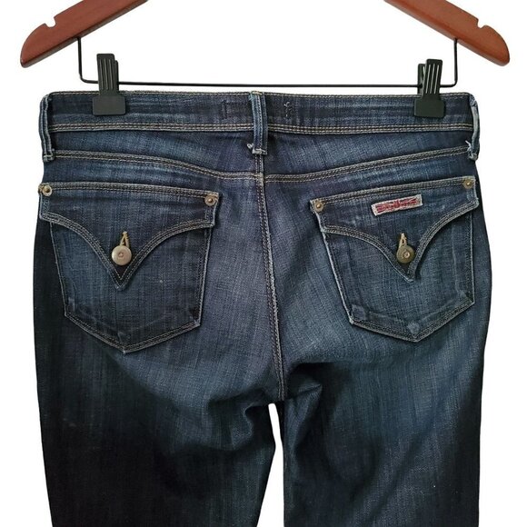 hudson Dark Wash Low Rise Straight Leg Flap Button Pockets Denim Jeans Size 27 - Picture 5 of 9